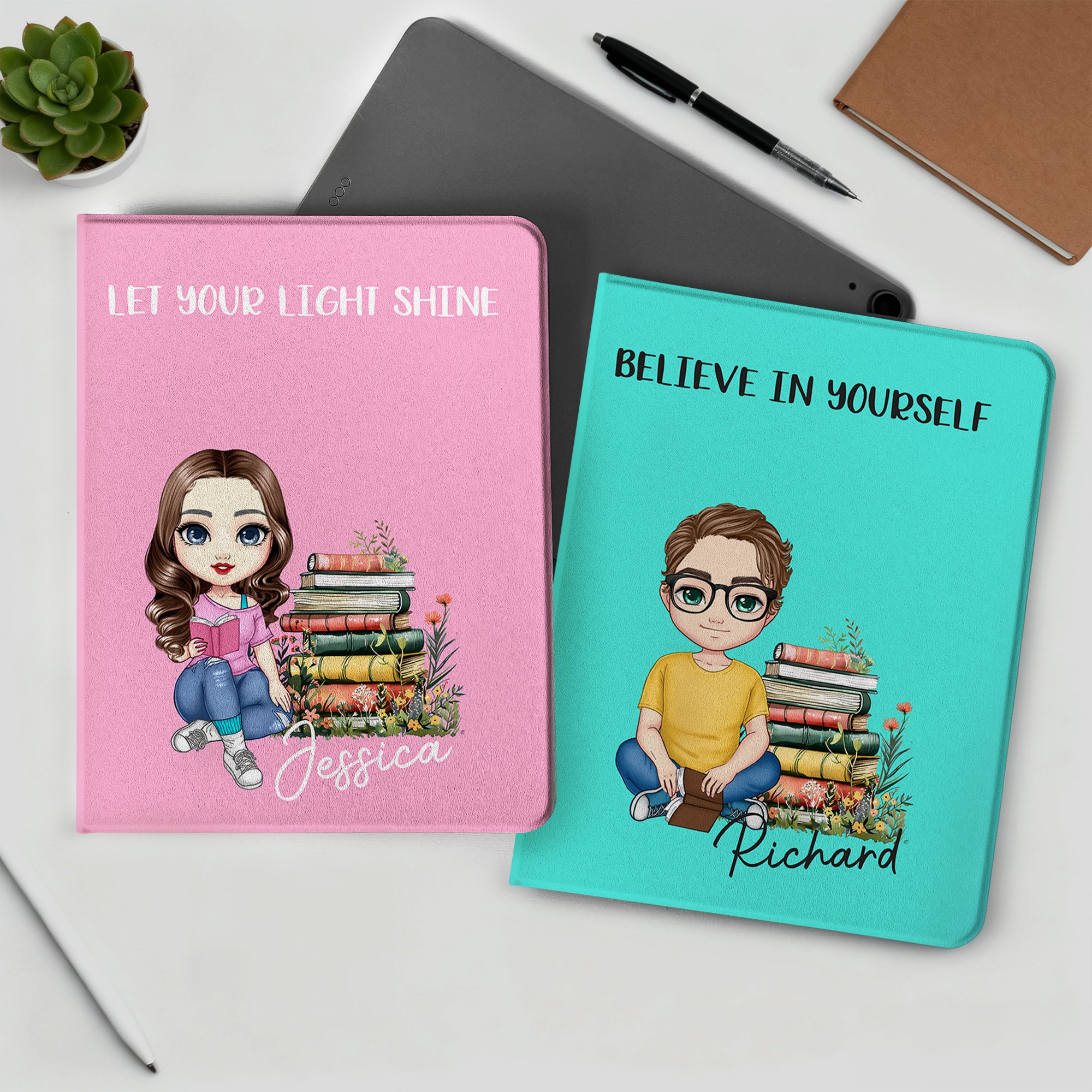 Funda protectora personalizada para iPad con título y nombre Regalo de cumpleaños diario para ratón de biblioteca amante de los libros