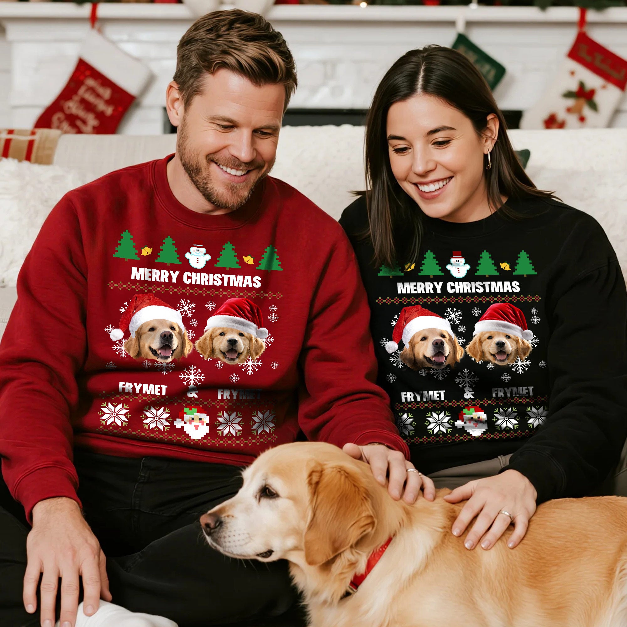 Gorro de Papá Noel Personalizado Multicolor 1-2 Fotos de Cara de Mascota Sudadera Suave con Nombre Regalo de Navidad para Dueños de Mascotas