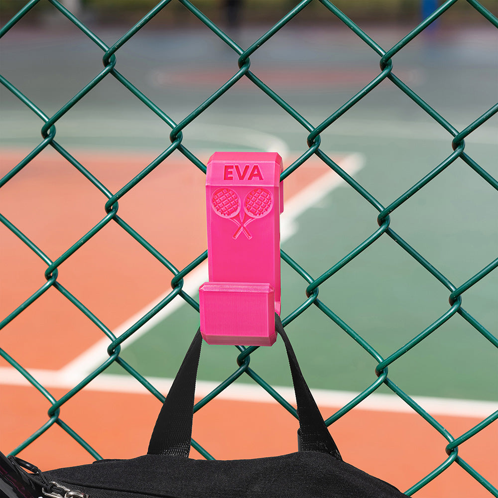 Bolsa de tenis personalizada multicolor Gancho para colgar de la valla con nombre impreso en 3D Accesorios deportivos Regalo para amante del tenis