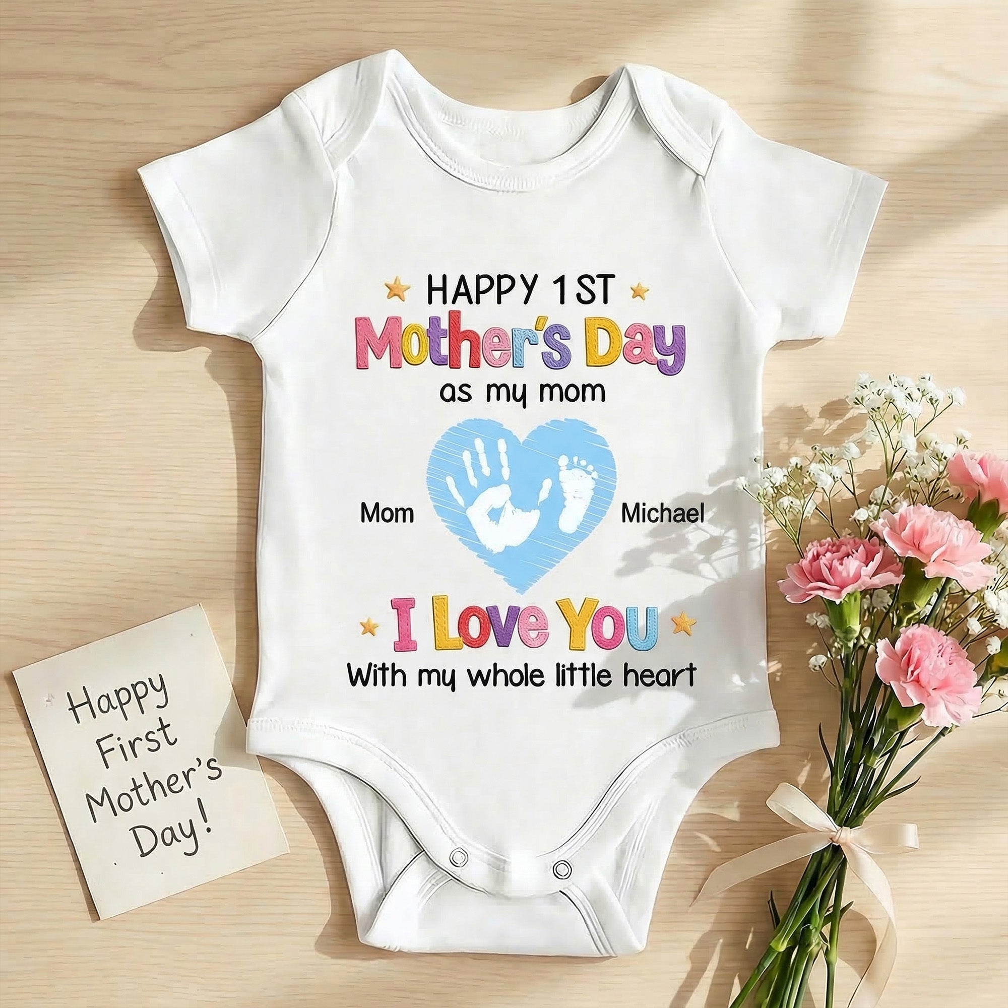 Feliz 1er Día de la Madre personalizado 100% algodón Body para bebé con nombres Baby Shower Regalo del Día de la Madre para recién nacidos