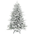 5ft Snow Flocked Christmas Tree with Realistic Tips, Foldable Metal Stand, Easy Assembly