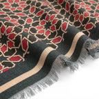Silk Wool Scarf Red and Blue Print Mirath