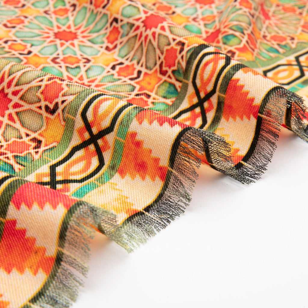 Wool & Silk Islamic Art Inspired Orange Scarf