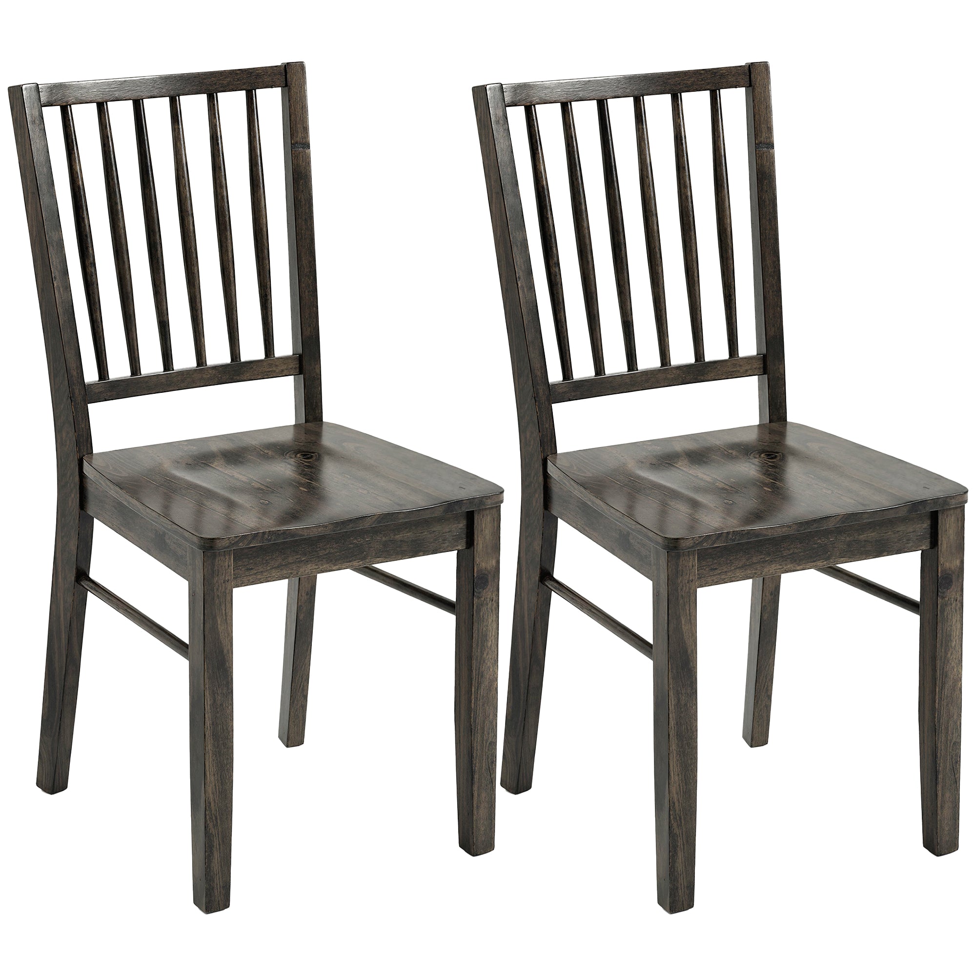 Ergonomic Wood Armless Dining Chairs Set of 2 with Rubberwood Legs, Charcoal Gray