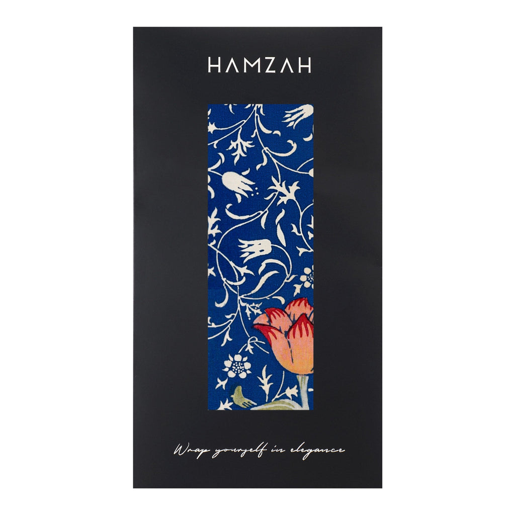 Floral Blue Silk Scarf Galata
