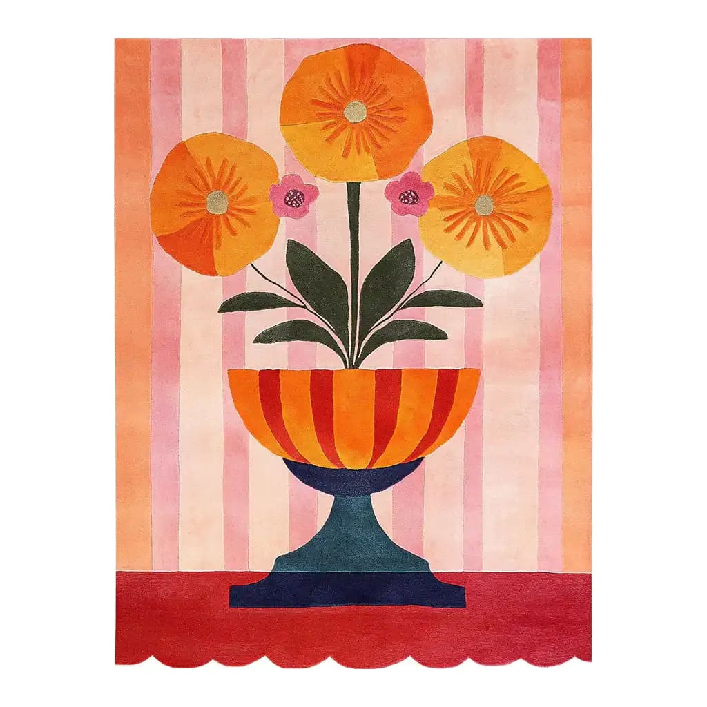 Floral Chalice Hand Tufted Wool Rug