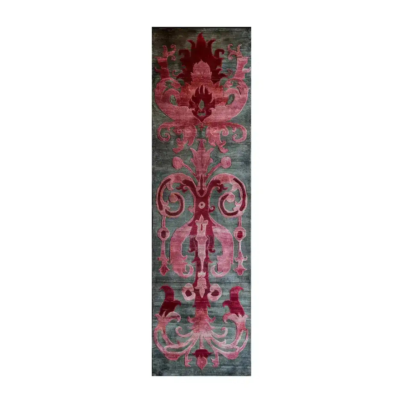 Floral Damask Hand Tufted Wool Runner Rug