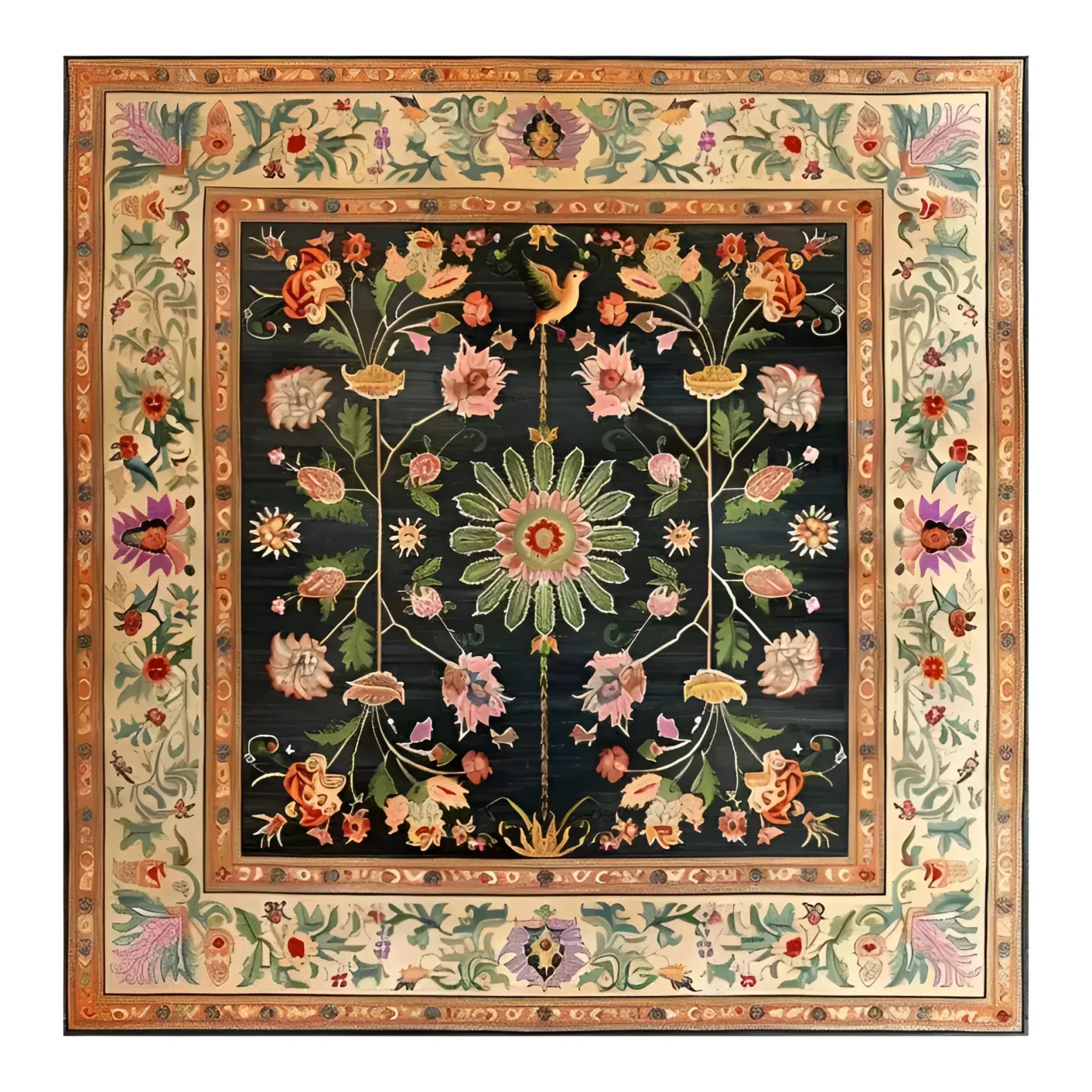 Floral Heritage Wool Hand Knotted Area Rug