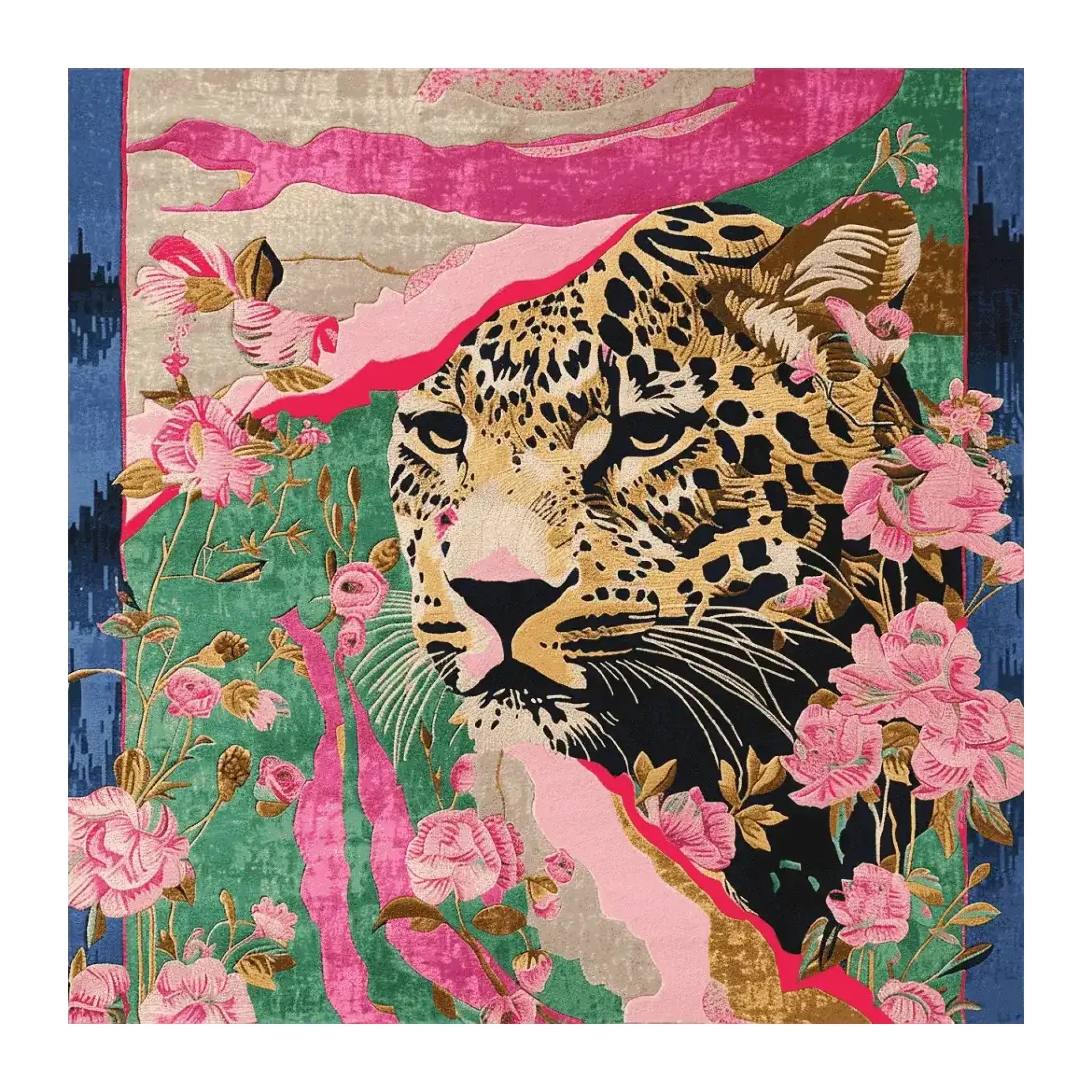 Floral Jaguar Reign Hand Tufted Rug