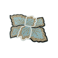 Floral Leaf Beaded Placemat - Blue and Gold - Set of 4