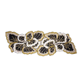 Floral Leaves Beaded Table Runner - Black and Gold
