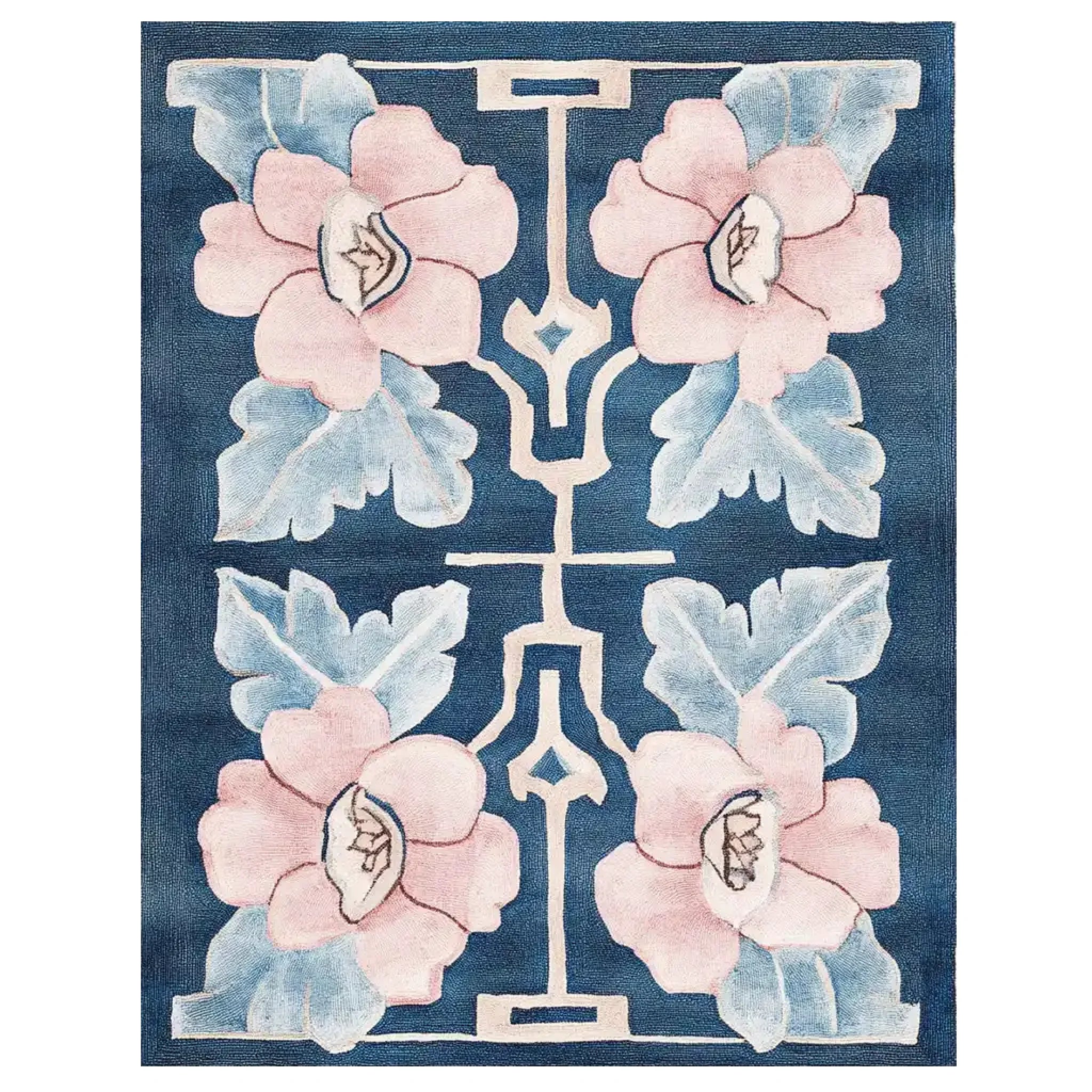 Floral Symmetry Dance Hand Tufted Wool Rug
