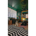 Flowing Illusion Black and Gray Hand Tufted Wool Rug 5 x 8 ft