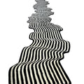 Flowing Illusion Black and Gray Wool Runner Rug