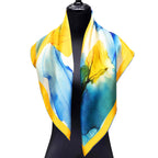 Yellow and Blue Silk Scarf Square Fluid Art Print