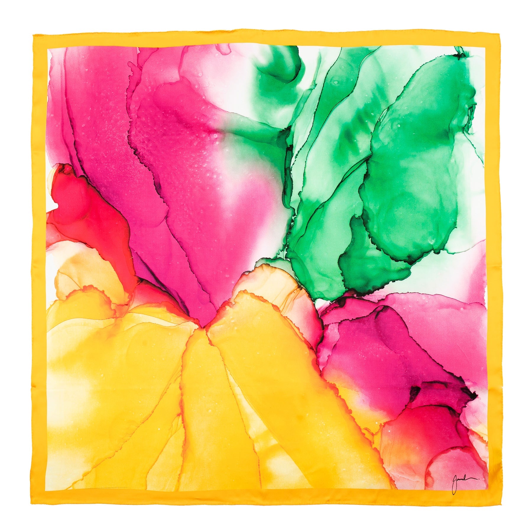 Yellow and Purple Silk Scarf Square Fluid Art Print