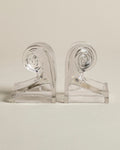 Art Deco Glass Bookends — Scroll Wave Pair By Forgrave