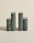 Green Marble Bookends — Carved Book Form Pair By Forgrave
