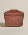 Wood Tea Caddy — Sarcophagus Form with Brass By Forgrave