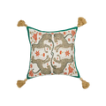 Four Leopards Floral Throw Pillow Cover with Tassels
