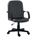 Swivel Executive Office Chair, PU Leather Computer Desk Chair with Arm, Wheels, Black