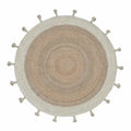 Fringed White Round Jute Rug