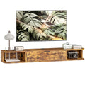 120 cm Floating TV Unit, Wall Mounted TV Stand Cabinet with Flip Drawer, 2 Open Shelves and Cable Management, Modern Media Console for Living Room, Holds Television up to 50 Inch, Rustic Brown