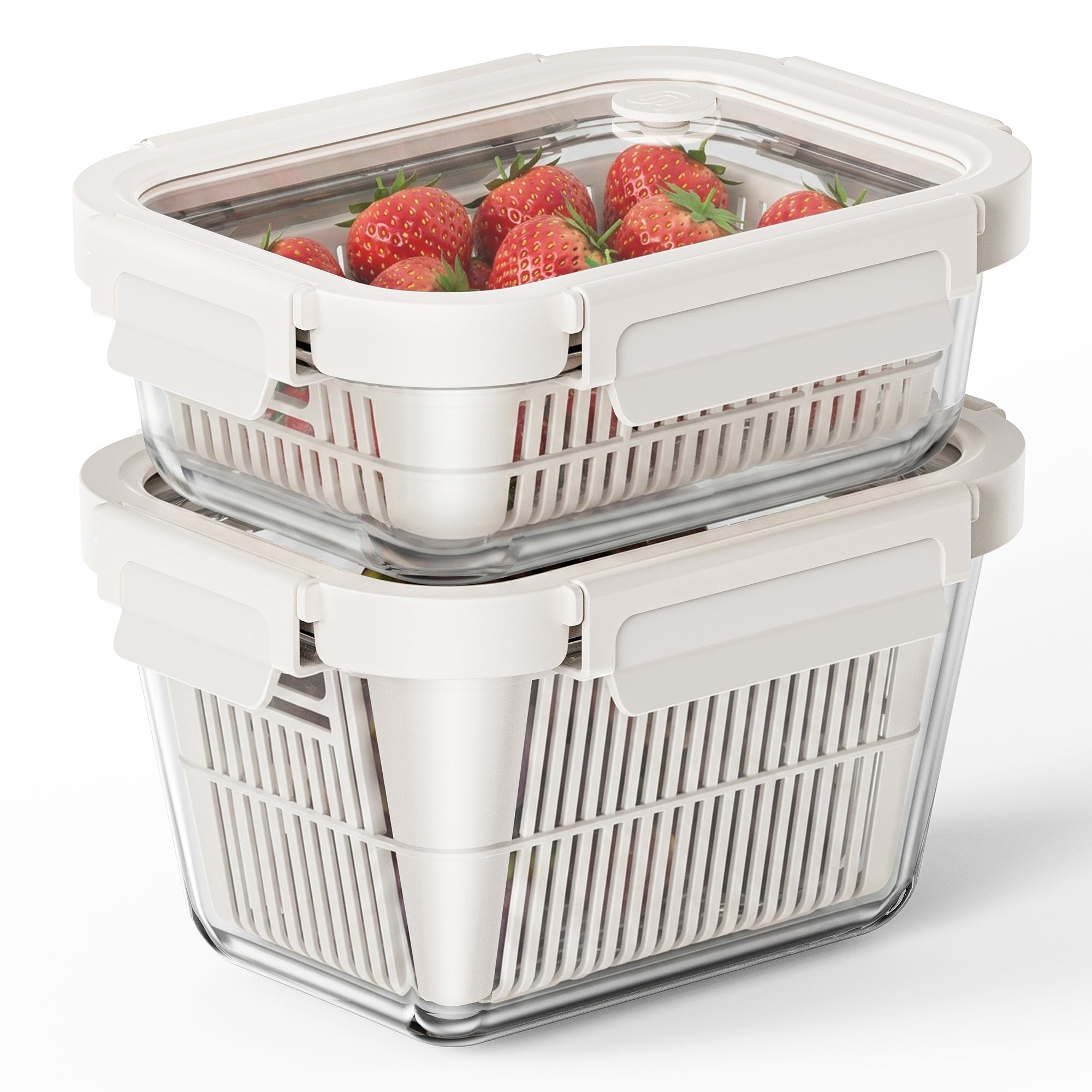 GENICOOK Colander Container Set with Glass Lids