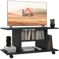 Modern TV Cabinet Stand with Storage Shelves &Wheels, Bedroom Mobile Bookshelf, Black