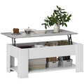 Lift Top Coffee Table with Hidden Storage & Open Shelf, White