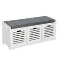 Upholstered Shoe Cabinet Storage Bench with Padded Cushion & 3 Drawer, Space Saving, White