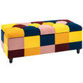 Velvet Storage Ottoman, Button-tufted Footstool Box with Lid, 114 x 47 x 47cm, Multicoloured