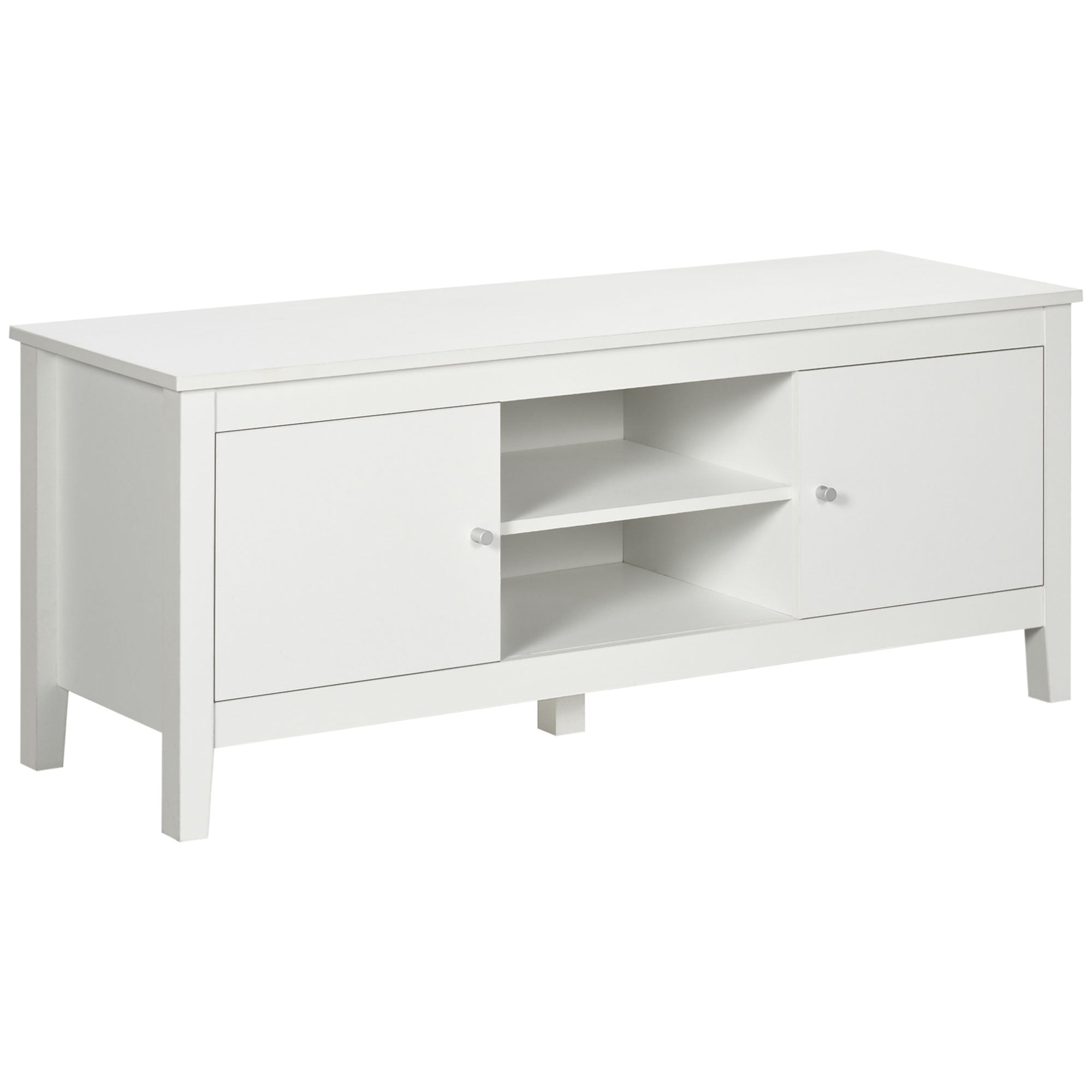 TV Stand Cabinet for up to 55" TV with 2 Doors & Storage Shelvesm, White