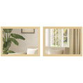 40 x 30 cm Rectangular Wall Mirror Set of 2, Natural Wood Finish