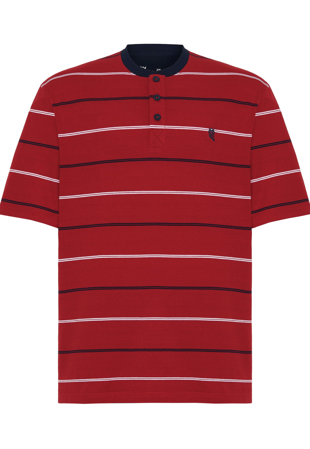 Pijama Hombre Verano Corto Tapeta Algodón Punto Rayas - Rojo 3562_94