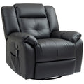 8 Point Vibration Swivel Recliner with Rocking Function and Remote Control, Black