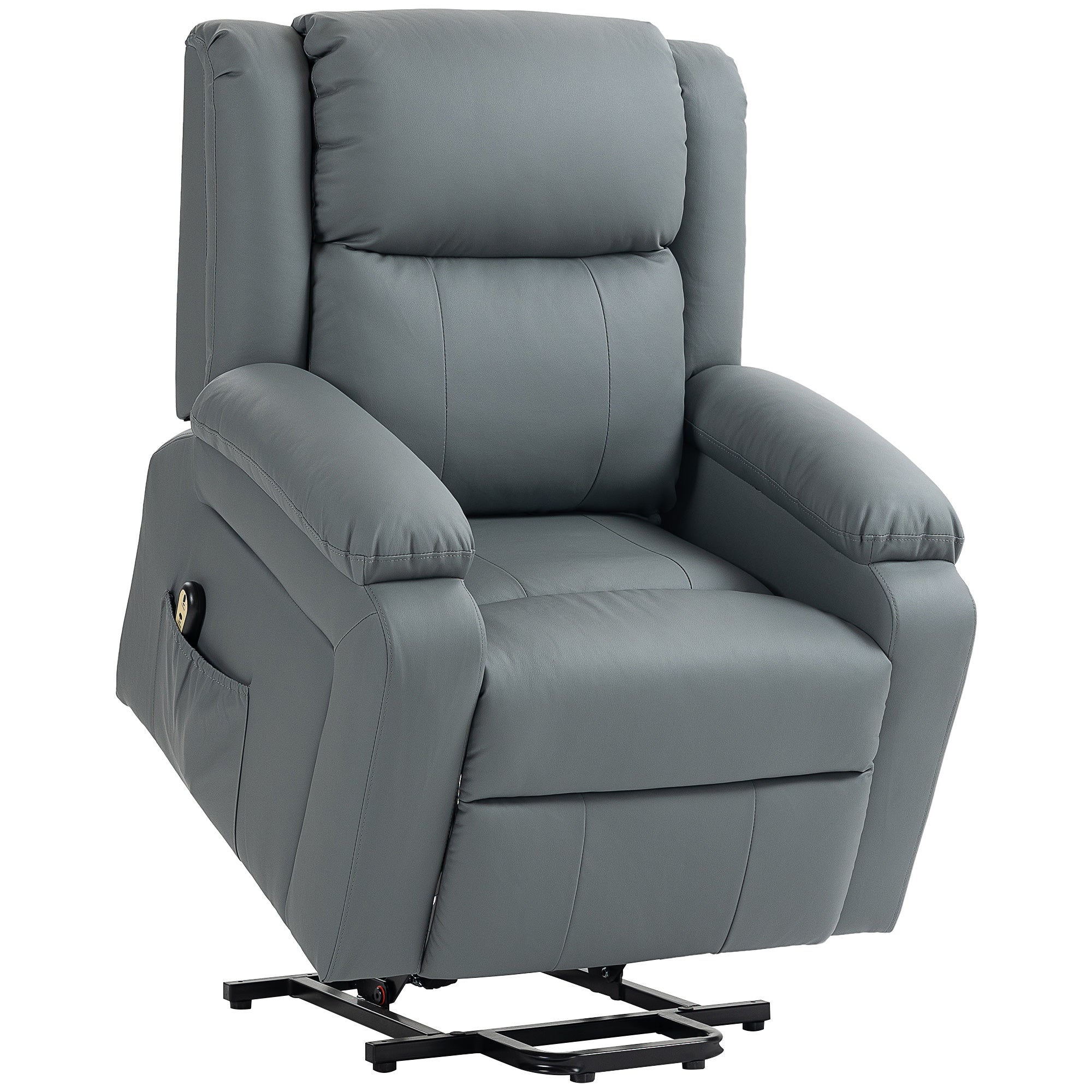 PU Leather Power Lift Chair with Remote Control Quick Assembly, Grey
