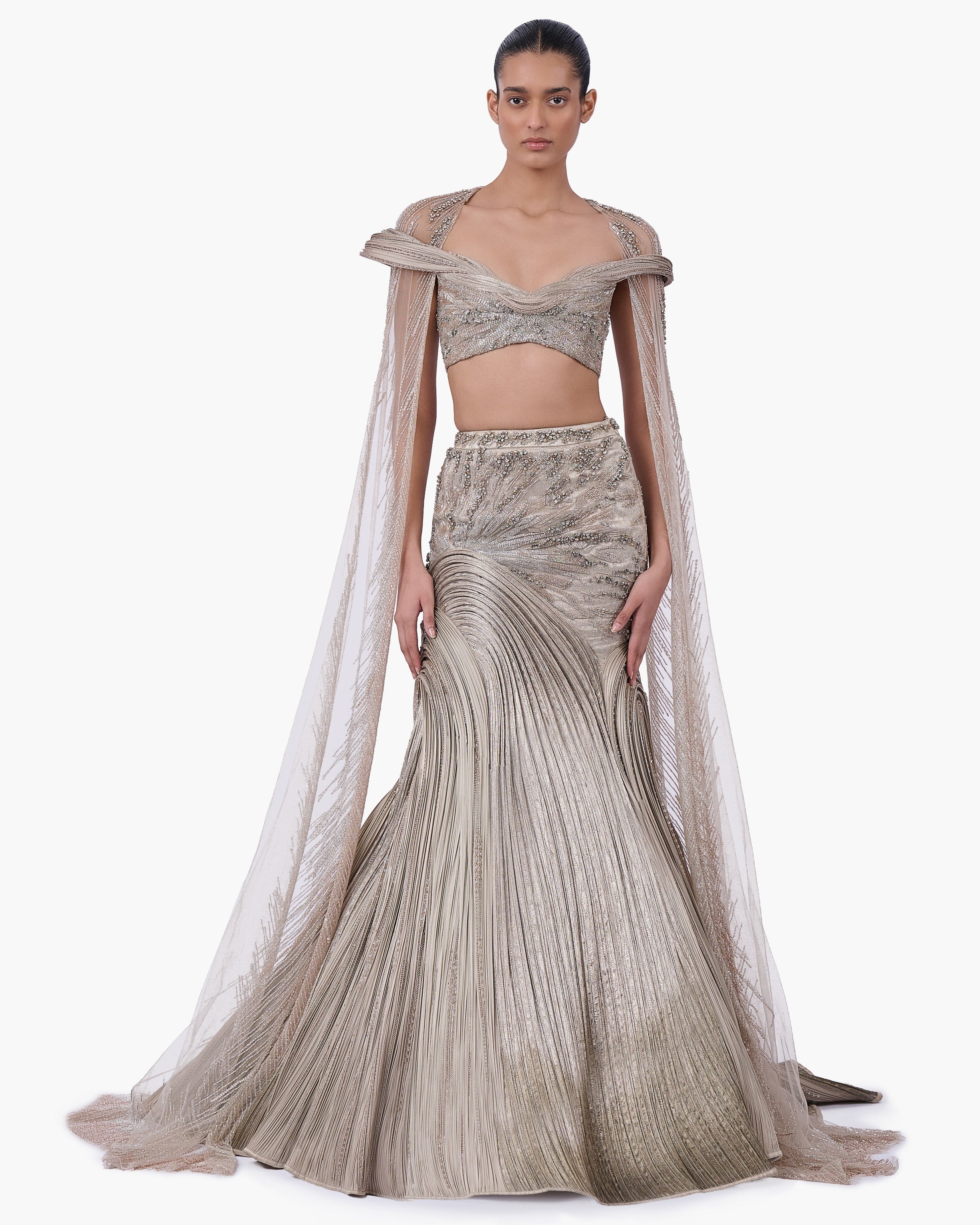 The Brocade Lehenga Set With Cape By KYNAH, Luxury Indian Fashion & Bridal Wear