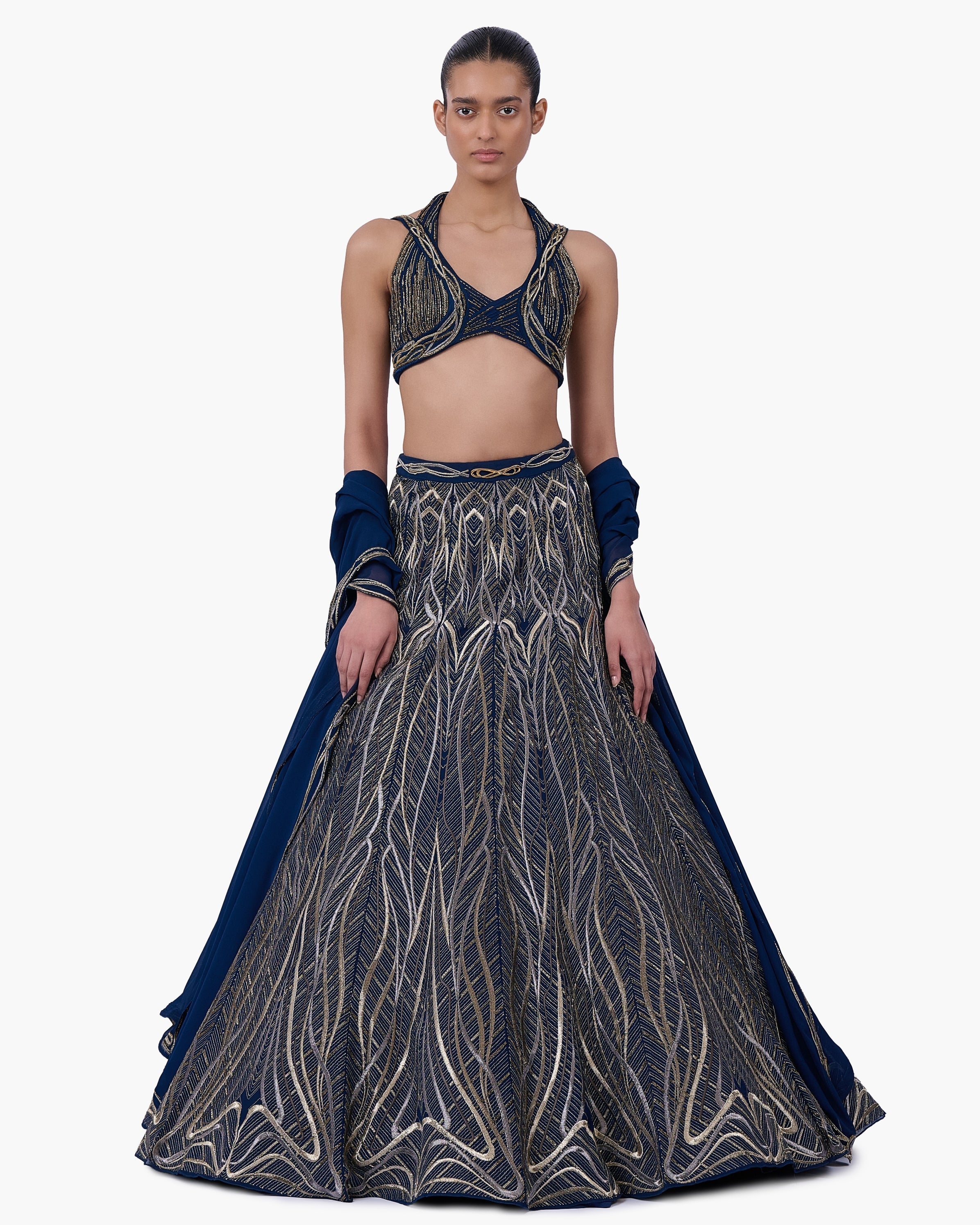 The Linear Embroidered Lehenga By KYNAH, Luxury Indian Fashion & Bridal Wear
