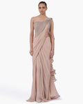 The Obsidian Sovereign Sari Gown By KYNAH, Luxury Indian Fashion & Bridal Wear