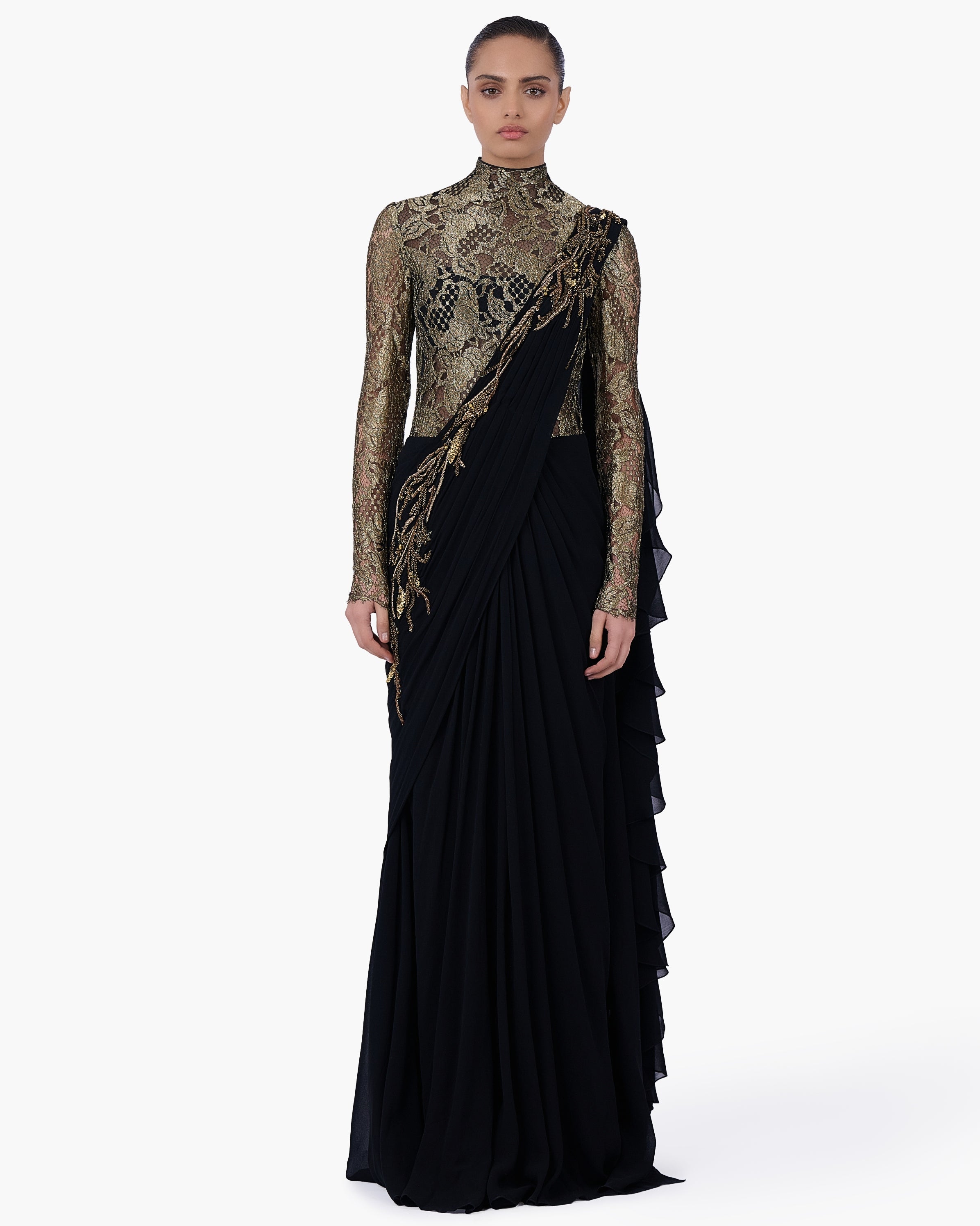 The Eclipse Sari Gown By KYNAH, Luxury Indian Fashion & Bridal Wear