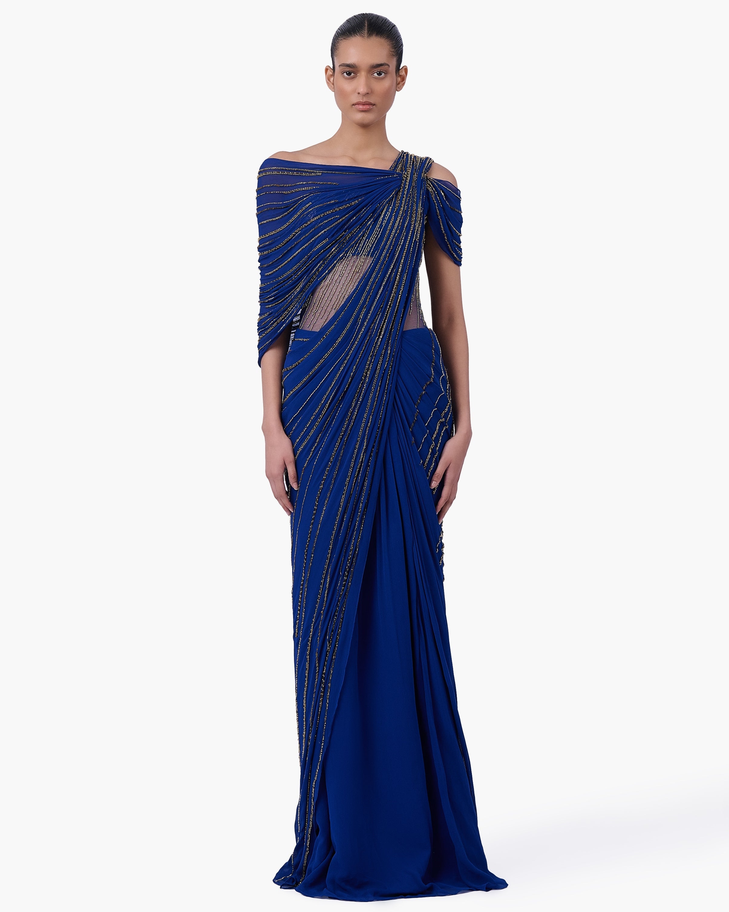 The Meridian Drape Sari Gown By KYNAH, Luxury Indian Fashion & Bridal Wear