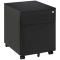 2 Drawer Steel Lockable Filing Cabinet with Wheels for A4 & Legal-sized Files, Black