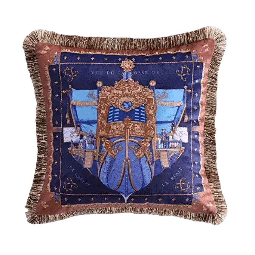 Gemini Velvet Throw Pillow with Fringes