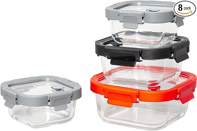 GENICOOK Glass Containers & Lids - Square