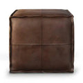 Genuine Leather Square Pouf Ottoman