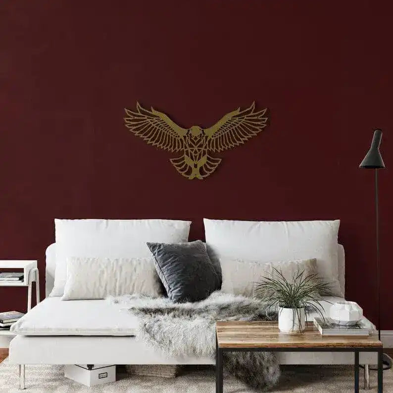 Geometric Flying Eagle Metal Wall Decor