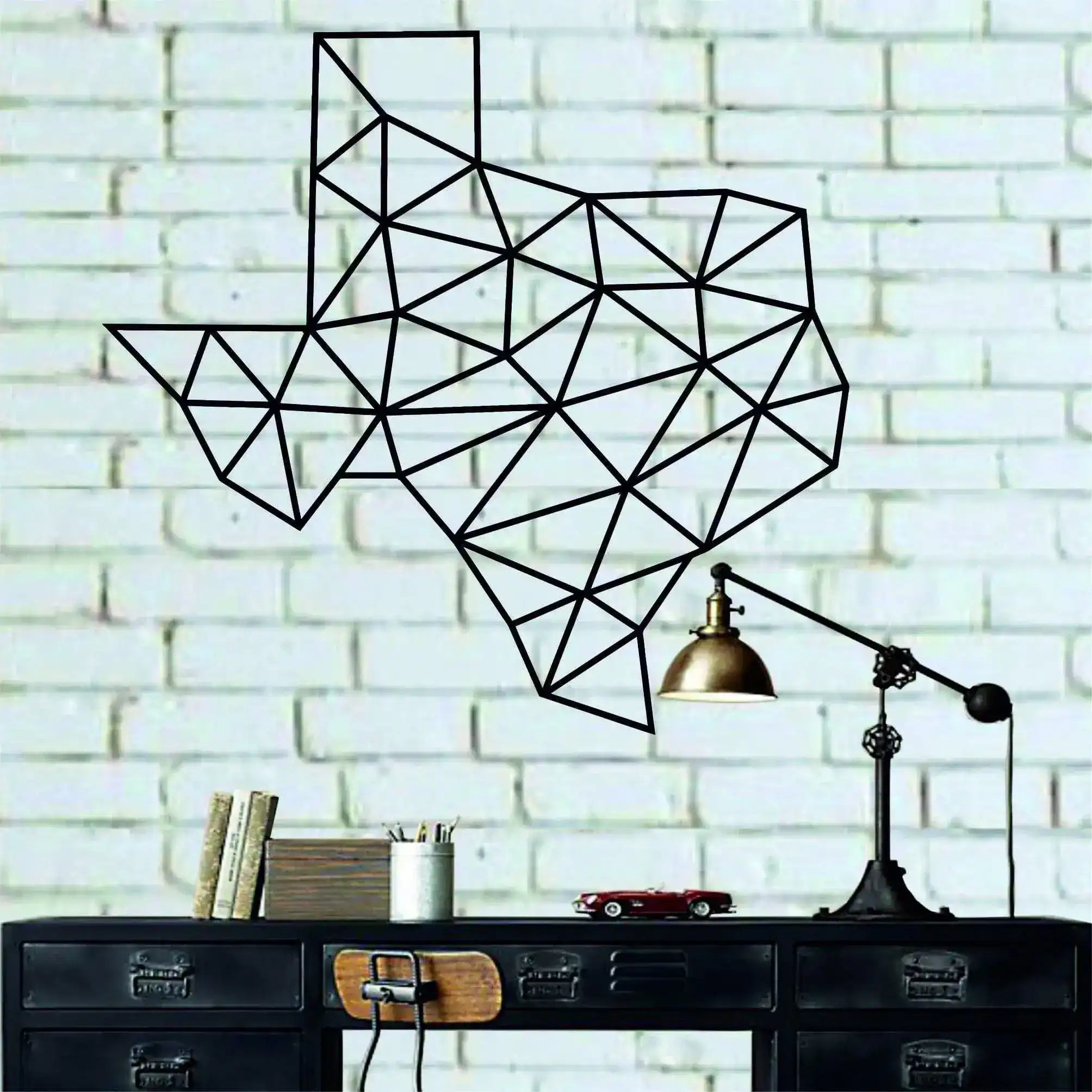 Geometric Texas State Map Metal Wall Decor