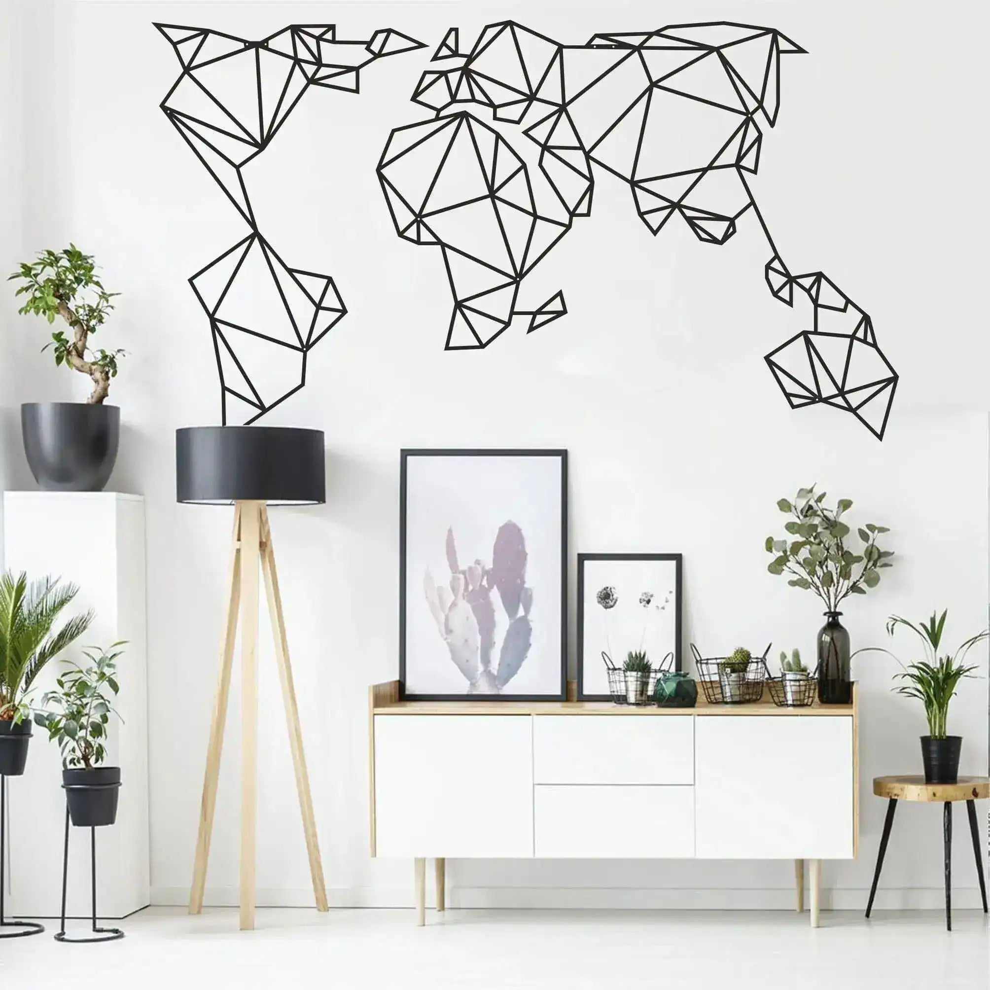 Geometric World Map Metal Wall Decor