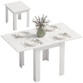 55" Extendable Dining Table for 4-6 Person, Rectangular Modern Kitchen Table with PU Handle and Felt Pads for Small Spaces, White Wood Effect